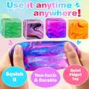 4 Pcs Color Texture Fidget Cube Squishy Toys , Squeeze Stress Balls for Kids, Adults ,Squishies Anxiety Relief Maltose Ball, Ice Squishys Sugar Sensory Toy for ADHD , Novel Design Fidgets Cubes