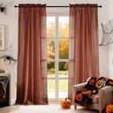 Melodieux Terracotta Sheer Curtains 96 Inches Long for Living Room, Elegant Cotton Linen Bedroom Window Sheer Drapes, Natural Farmhouse Rod Pocket Light Filtering Curtains, 52" W x 96" L, 2 Panels