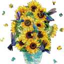 GLOBLELAND 200Pcs Sunflower Wooden Jigsaw Puzzles for Adults Child Hummingbird Wooden Puzzles for Children Colorful Wood Puzzles for Birthday Christmas Family Game 36x28.5cm/14.2x11.2inch
