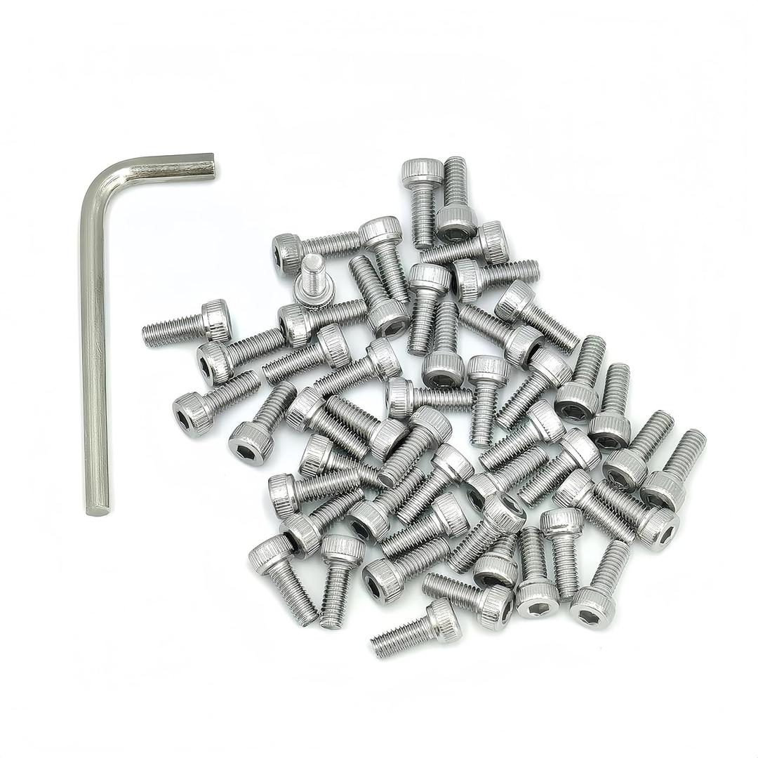 2 x M4-0.7 x 10mm Socket Head Cap Screws, Stainless Steel 18-8 (304), Allen Socket Drive, Full Thread, Bright Finish, 50 PCS