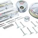 Proform 141-900 Chrome Engine Dress-Up Kit with Black Chevrolet/Red Bowtie Logo for Small Block Chevy