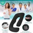 Sasttie Pregnancy Pillows for Sleeping, U Shaped Cooling Full Body Pillow with Removable Cover, Pregnant Women Must Haves, Maternity Essential, Black