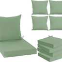 Outdoor Chair Cushions Set of 4, Waterproof Back Pillow and Seat Cushion Set for Patio Furniture, Outdoor Sofa Replacement Cushions with Removable Cover, 24 x 24 Inch, Sage Green
