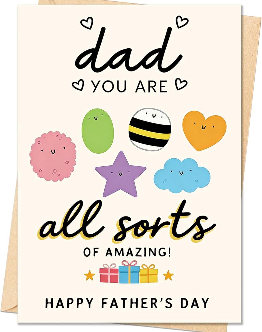 3 x Fathers Day Card,Funny Fathers Day Cards Gifts Decorations for Dad from Daughter Son Kids,Happy Father's Day Cards Gifts Ideas with Envelope,Sweet Dad Card