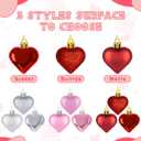 4 x Melisheer 24pcs Valentines Day Heart Ornaments, Classic Red Pink Silver Shaped Hanging Baubles with 2 Sizes, Valentine's Decorations for Tree, Love Decor Outdoor Wedding Party Gift