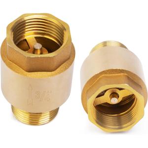 ChillWaves Brass In-Line Spring Check Valve DN20 3/4" Male x 3/4" Female Thread, One-Way Non-return Vertical Check ValvePrevent Water Back-flow(2-PACK)