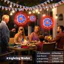 4th of July Decorations Outdoor Solar Lights, 2 PCS 180 LED Fourth of July Red White Blue Patriotic Firework Lights, Solar Outdoor Lights with 8 Modes for Independence Day Memorial Day July 4th Decor