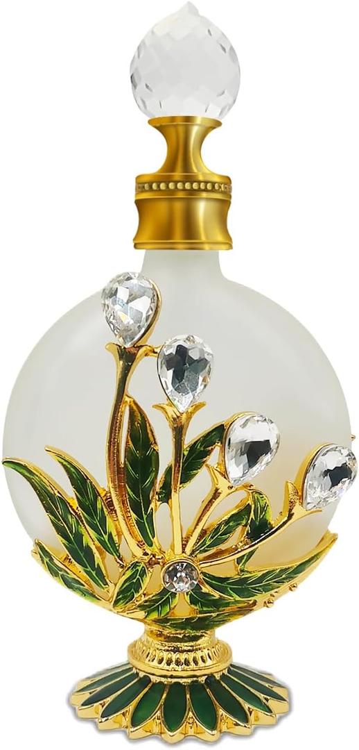 MEHOFOND 30ml Crystal Vintage Perfume Bottles Empty Glass Decorative Perfume Bottles Essential Oil Vial Scent Bottles Refillable Perfume Container Scent Bottles (Green)