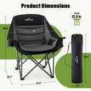 Homcosan Oversized Camping Chairs for Adults, Heavy Duty Padded Outdoor Chairs with Cup Holder and Cooler Pocket, Portable Lawn Chairs, Support 500 lbs, Suitable for Outside Use, Grey, 2 PCS