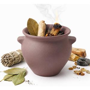 Fireproof Bowl for Burning Ritual – 6 Inch Large Terracotta Ritual Vessel for Sage, Incense Charcoal, Bay Leaf, Palo Santo and Intention Paper, for Altar and Meditation Space