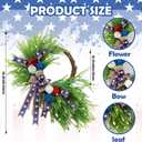 Suncalla Red White and Blue Wreath 4th of July Patriotic Wreath with Artificial Greenery Bow 16.5" 250th Anniversary American Flag Front Door Decorations for Independence Day Home Farmhouse Outdoor