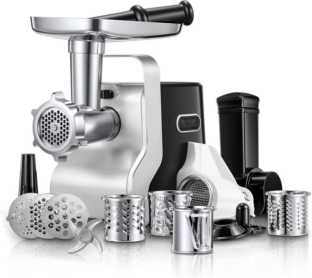 Electric Meat Grinder Heavy Duty - 5 in1 Meat Grinders for Home Use - 3000W Max Powerful - Sausage Stuffer with 3 Stainless Steel Grinding Plates - Size #12 (black)