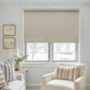 Oatmeal 100% Blackout Roller Shades for Window Room Darkening Thermal Insulated UV Protection Cordless Free-Stop Window Blinds for Bedroom Home Office Door Protect Privacy 50" W x 72" H