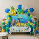 Cartoon Sponge Themed Birthday Party Decorations Kit - Blue and Yellow Balloon Arch Garland with Backdrop, Pineapple Foil Balloons - Under the Sea Party Supplies for Boys and Girls Birthday Decor