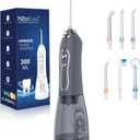 H2ofloss Water Dental Flosser Pick for Teeth: 5 Modes Cordless Portable 300ML Larger Tank Water Teeth Cleaner IPX7 Waterproof Flossing Cleaning Picks for Home Travel Gray