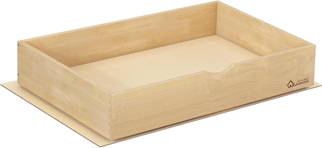 WelFurGeer Soft Close Pull Out Drawers for Kitchen Cabinets, 32" W x 22" D Pull Out Cabinet Organizer, Cabinet Drawers Slide Out, Slide Out Drawers for Kitchen Cabinets, Cabinet Pull Out Shelves (Natural Birch Wood 6'' H)
