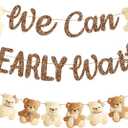 umoni Teddy Bear Banner, We Can Bearly Wait, Brown Glitter, Baby Shower Decorations, Gender Reveal Party Supplies, 19.0x70.0 inches (brown, beige)