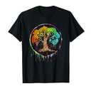 Colorful Tree Life is Really Good Tree Art Watercolor Circle T-Shirt, Medium