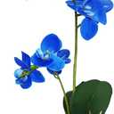 Omygarden Blue Orchid Artificial Flowers in Pot, Fake Potted Orchid Flowers, Decoration for Home Office Wedding