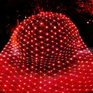 Christmas Net Lights Outdoor Mesh Lights 200 LED Net Mesh String Lights Plug in 9.8ft x 6.6ft Fairy Lights W/8 Modes Waterproof Lights for bushes, shrubs, Indoor,Christmas Tree, Halloween Decorations (Red)