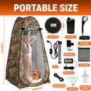 Portable Shower with Heater, Pop up Shower Privacy Tent with LED Lights, 6000mAh Camp Shower Pump, 6.6 Gallons Foldable Bucket, Outdoor Camping Shower Kit for Hiking, Beach, Pet Bath, Car Wash (Camo)