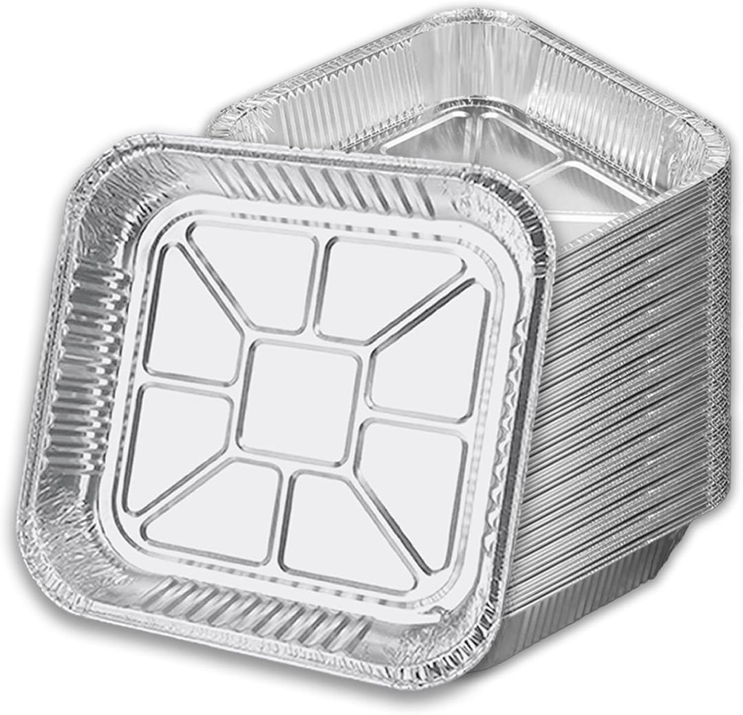 35-Pack Extra Thick Heavy Duty 8x8 Aluminum Foil Pans Disposable Square Baking Pans & Trays for Oven, Meal Prep, Grilling, Roasting