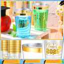 Funnymoom 100 Pcs Graduation Cups 2026 Disposable Gold Rimmed Clear Plastic Cups 12 oz Class of 2026 Congrats Grad Decorations for Party Drinks Graduation Themed Plastic Cocktail Supplies