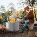 FirePit Heat Diffuser for Solo Stove Bonfire 19" Accessories Portable Stainless Steel Heat Deflector Replacement Parts for Solo Stove Bonfire 2.0 with Carrying Handles and Support Legs