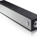 MICA Computer Speakers, Vintage Wired Computer Sound Bar, Retro Wooden Mini Soundbar, 3.5mm Aux Connection, USB Powered PC Speakers for Desktop Monitor, Laptop, Tablets (Black)