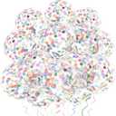 Rainbow Confetti Balloons, 25 Pcs 12 Inch Thickened Clear Latex Balloon with Confetti Inside for Birthday Party Baby Shower Graduation Engagement Bridal Shower Decorations Supplies (Paper Confetti)