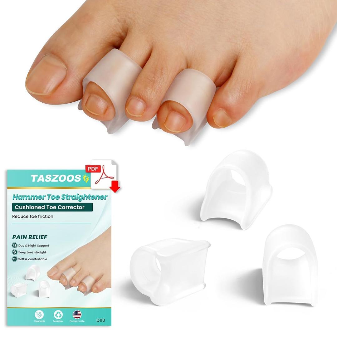Hammer Toe Straightener Corrector for Women & Men - Hammer Toe Straightener, Gel Toe Splints - Realign Bent, Curled, Crooked, Claw, Hammer Toes - 3 Different Sizes (S/M/L) - 6pcs (Clear)