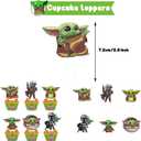 Yoda Birthday Party Decorations, 1 Banner, 18 Balloons, 1 Big Cake Topper, 12 Cake Topper,6 Hanging Swirls for Fans