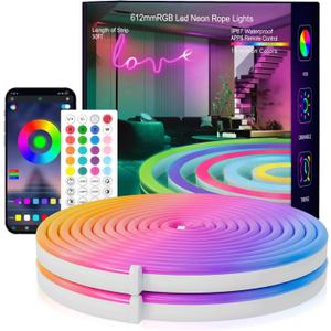 Neon RGB Led Rope Lights 32.8Ft Led Strip Lights Outdoor Waterproof with Music Sync, Led Lights for Bedroom with Remote and App Control Flexible Neon Lights for Gaming Party Decor