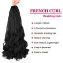 3 x French Curl Braiding Hair Pre Stretched 24Inch 8 Packs Bouncy Wavy Braiding Hair for Boho Box Braids for Black Women (1B, 24Inch(Pack of 8))