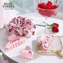 6-Piece Cherry Print Hair Clip & Scrunchie Set for Women by Mane Street Couture | Claw Clips, Satin Hair Ties, No Damage Hair Accessories | Choice of Pink Floral
