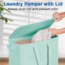 Vincona Slim Laundry Hamper with Lid and Wheels, Small Rolling Laundry Basket with Handle for Small Spaces, Tall Dirty Clothes Hampers for Dorm, Bathroom and Bedroom, 75L, Light Blue