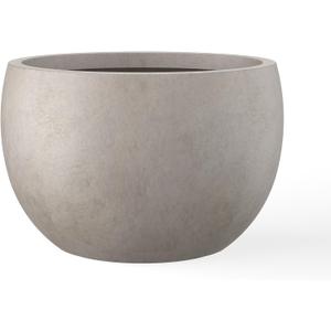 Kante 19.9" Dia Round Concrete Planter, Outdoor/Indoor Large Bowl Plant Pots with Drainage Hole and Rubber Plug for Garden Patio Balcony Home, Weathered Concrete