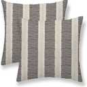 Black Polka Dot Pillow Covers 18 x 18 Inch Set of 2 Boho Striped Decorative Outdoor Throw Pillow Covers Linen Modern Geometry Cushion Cases for Home Sofa Couch Livingroom Decor