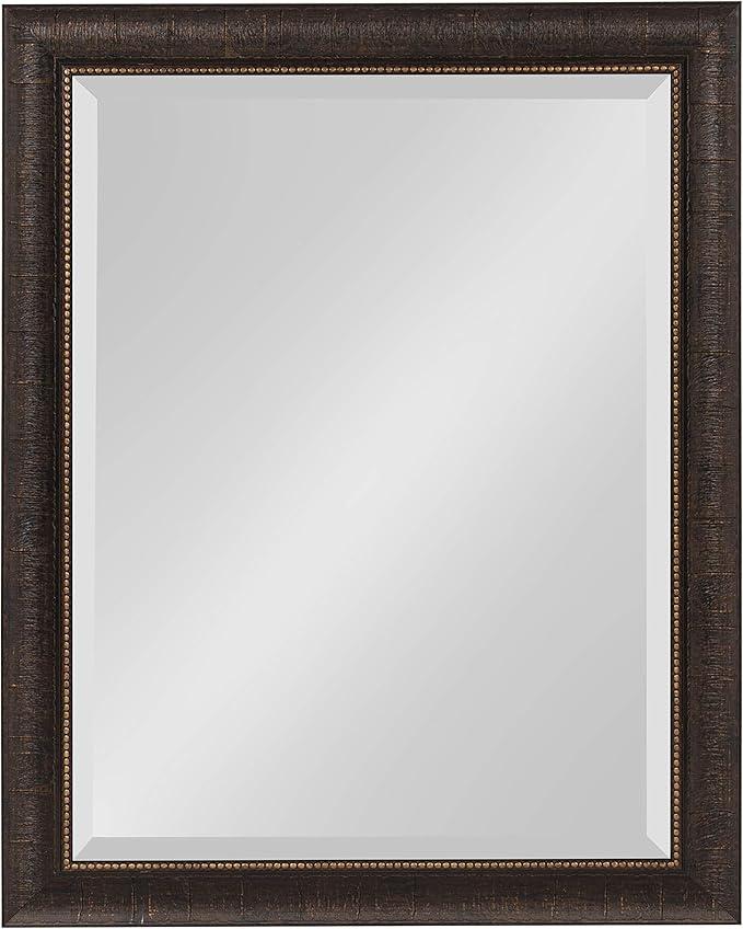 Aldridge Framed Decorative Rectangle Wall Mirror; 23x31 Inch Vintage Rectangular Mirror for Use as Bathroom Mirror for Over Sink or Entryway Mirror, Black