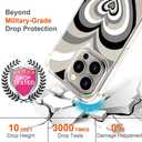 Hungo Compatible for iPhone 15 Pro Case Cute Clear with Design, Girly for Women Girls Transparent Black Grey Hearts