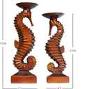 15H Antique Bronze Seahorse Candle Holder 2 Pcs Statue Elegant Home Wedding Table Ocean Seaside Decor Saltwater Fish Coastal Nautical Bygone Era Theme Presents for Sea Marine Magical Things Lovers
