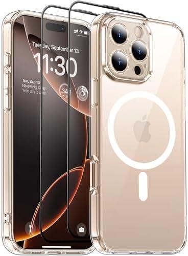 SPIDERCASE Designed for iPhone 16 Pro Max Case, Built-in Camera Protection with 2Pcs Screen Protectors [Not Yellowing] Slim Protective Phone Case for iPhone 16 Pro Max 6.9'',Clear 7 Pack