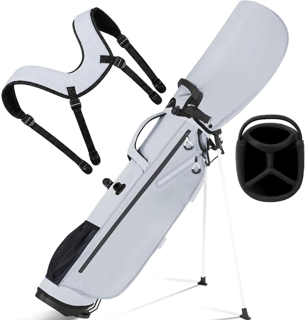 Lightweight Golf Stand Bag, 4-Way Full-Length Dividers, Holds Up to 10 Clubs, 3.7 lbs Golf Bag with Dual Straps & Stand for Driving Range, Par 3, and Standard Courses