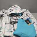 GSOU SNOW Women's Ski Jackets and Pants Set Snowboarding Snowsuit Snow Coat Hooded Waterproof Windproof (X-Large, Blue White 1)