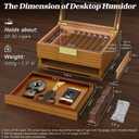 TISFA Cigar Box Handcrafted Humidor with Hygrometer and Humidifier, Cedar Wooden Humidor Case with Drawer, Divider, Cigar Length Gauge, Desktop Humidor Box Gifts Cigar Accessories (Light)