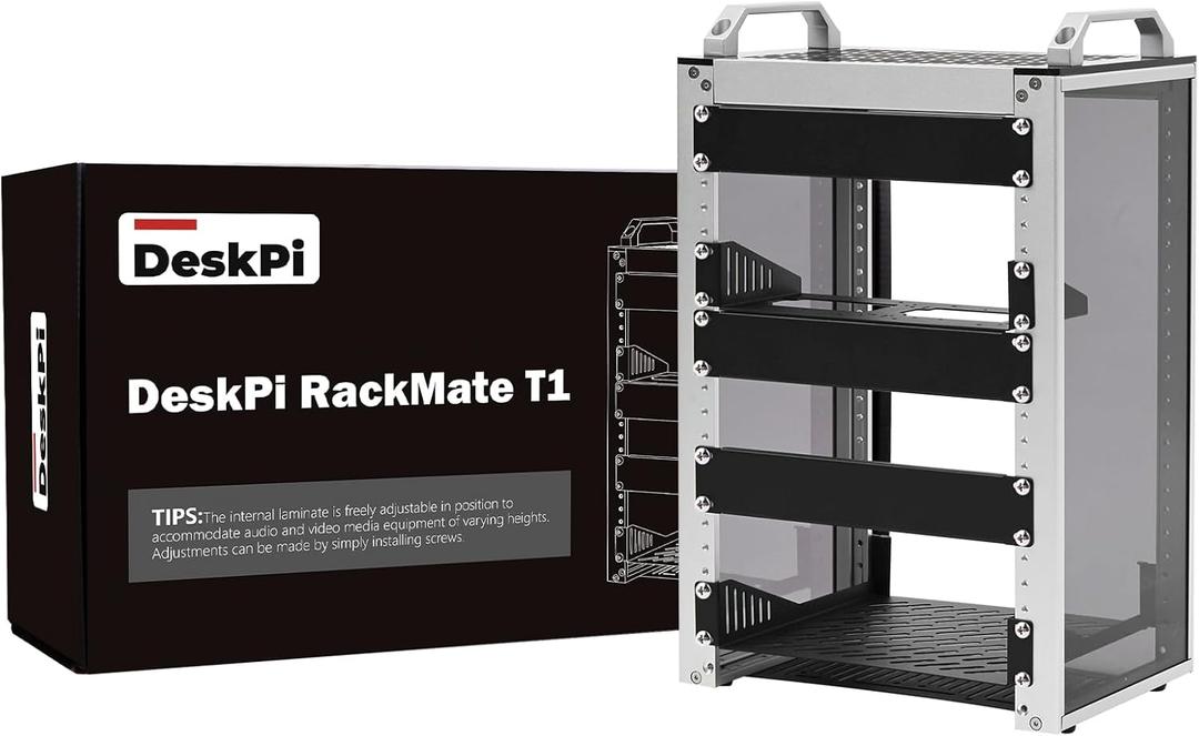 GeeekPi 8U Server Cabinet, 10 inch Server Rack for Network, Servers, Audio, and Video Equipment, DeskPi RackMate T1 Rackmount (Silver)