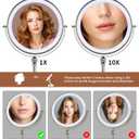 MILONT 9" Lighted Makeup Mirror,1X/10X Magnifying Vanity Mirror with Height & Brightness Adjustable,Rechargable Makeup Mirror,360Rotation Double Sided Standing Desk Mirror (Satin Nickel)