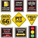 Huray Rayho Race Car Birthday Party Supplies Checkered Flags Racing Happy Birthday Party Signs Cutouts Cars Birthday Party Supplies Let's Go Racing Party Supplies for Kids Race Fans