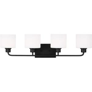 Generation Lighting 4-Light Canfield Modern Bath Fixture Wall Lamp Midnight Black 4428804-112, Bathroom Light Fixture for Home Dcor, Wall Sconce Vanity Light Fixture and Bathroom Accessory