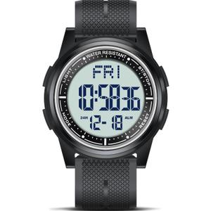 Beeasy Digital Watch for Men Women, 50M Waterproof, Ultra-Thin & Lightweight, 44mm Silicone Sports Watch with Alarm, Stopwatch, Countdown, Ideal for Gym, Running, School, Daily Wear (Black)